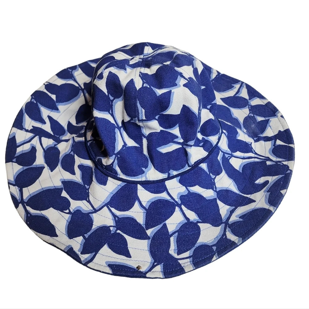 Kate Spade wide brim sun‎ hat blue white. - Picture 5 of 10